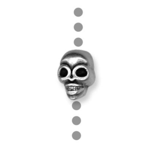 Skull Bead 6.7x10mm Silver Antique