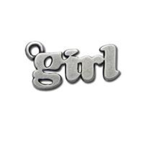 Girl Pendant  12x22mm Antique Silver