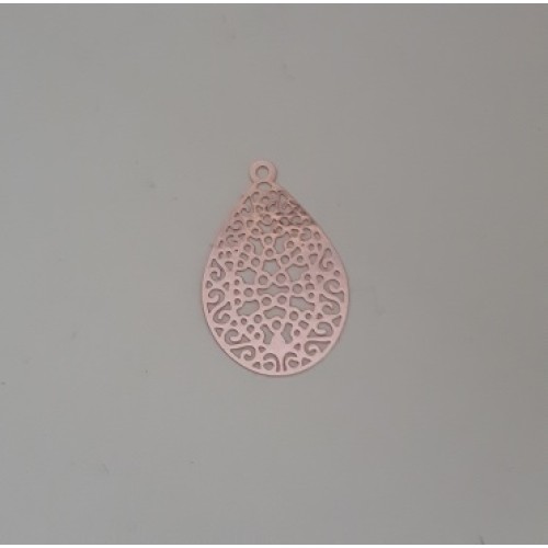 Brass Filigree Charm Drop (Laser Cut) 16x24mm Rose Gold Colour