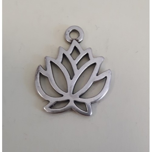 Lotus Flower 19mm Antique Silver