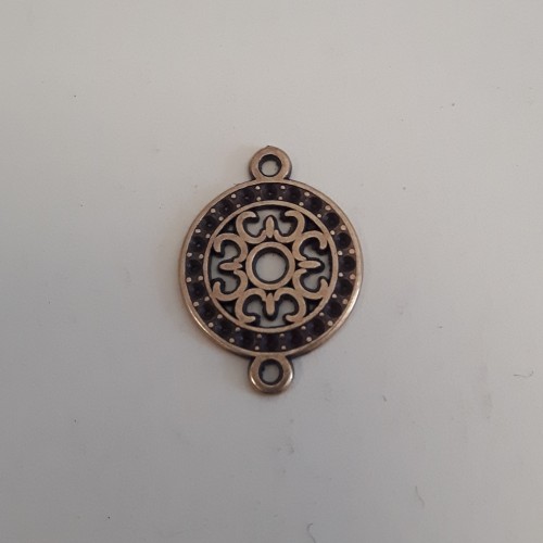 Connector Filigree Round 15 mm Brass Antique