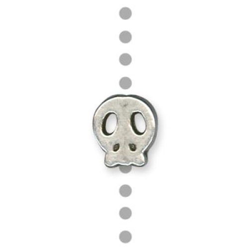 Skull Bead 13x15mm Silver Antique