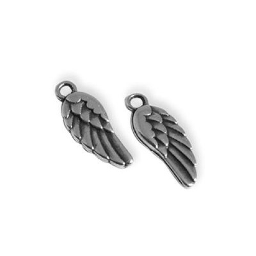 Angel Wing 6x18mm Antique Silver