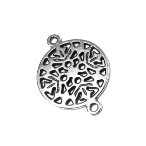 Connector Round 15 mm Antique Silver