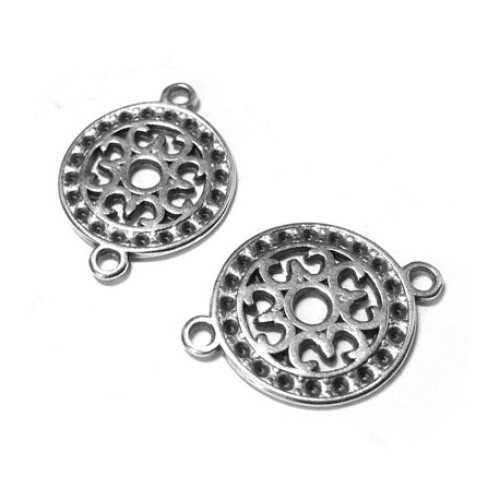 Connector Filigree Round 15 mm Antique Silver