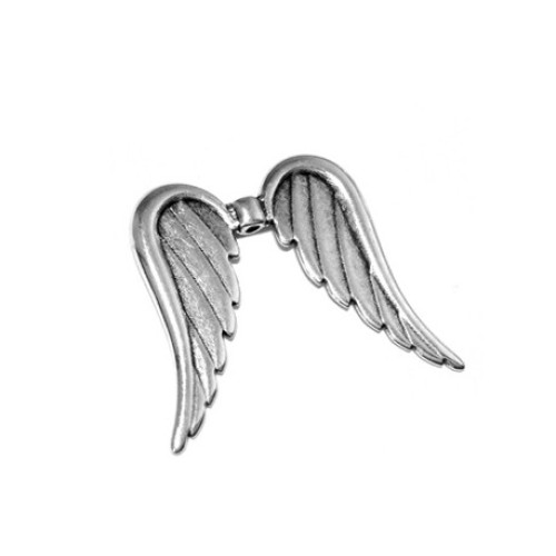 Angel Wings 32X34 mm Silver Antique