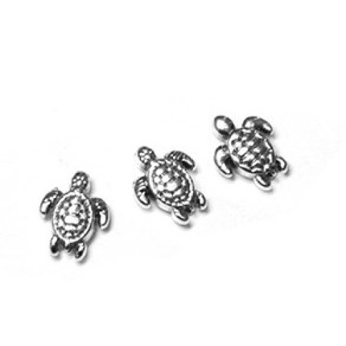 Turtle 9X7mm (Ø 1.2mm) Silver Antique