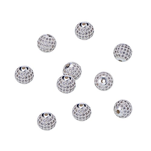 Paved Zircon Spacer Bead 10 mm Rhodium Colour