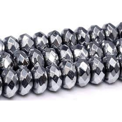 Hematite Faceted Rhodium Colour 3X6 mm