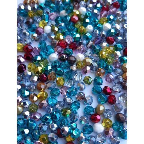 Facetted Fire Polished Round Beads 6 mm COLOUR MIX 50  pcs.